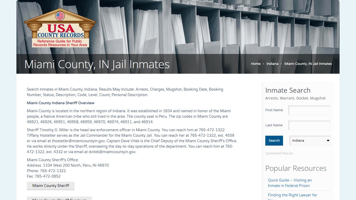 Miami County, IN Jail Inmates | Name Search